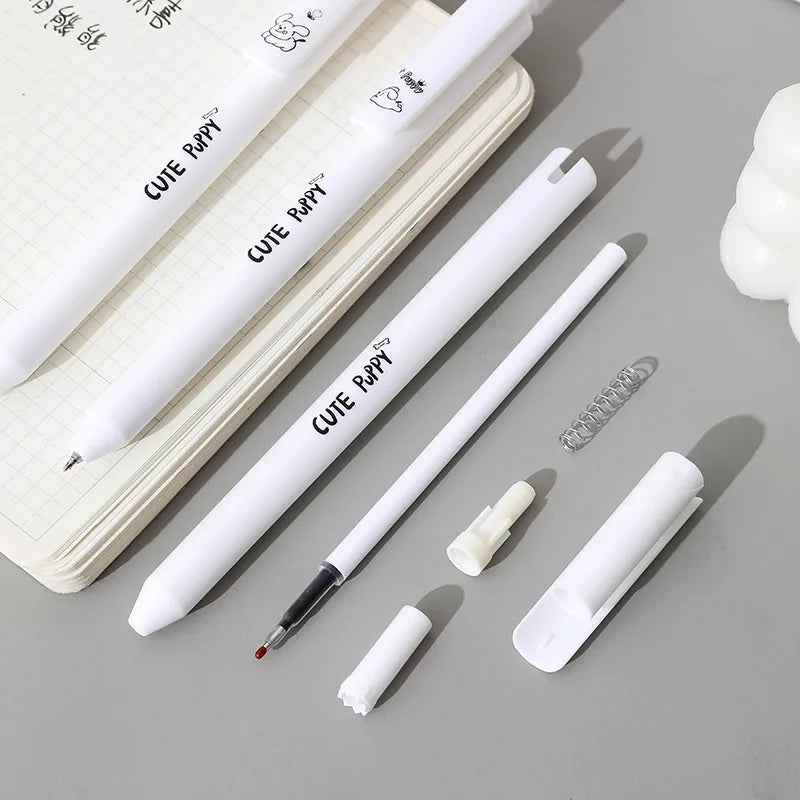5 Pcs/set Lovely Puppy Cute Stationery Writing Pen Quick Drying Simple Model Press Gel Pen For Student Office School Supplies