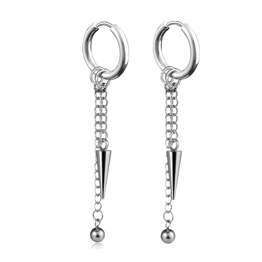New Punk Stainless Steel Chain Hoop Earrings For Women Men 2023 Trendy Goth Pop Hip Hop Pendants Ear Jewelry Accessories Earring