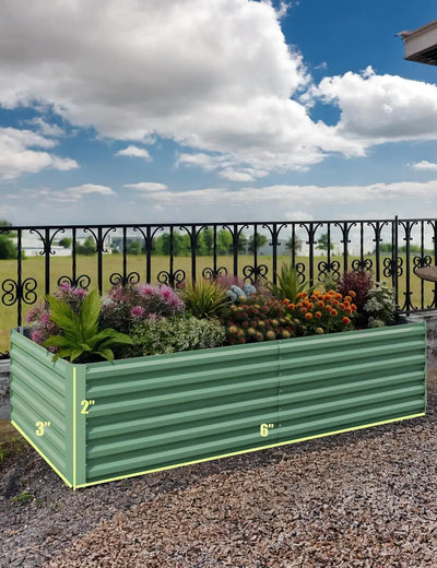 6x3x2 8x4x2ft Galvanized Raised Garden Bed Deep Root Planter Box for Vegetables Flowers Herbs-Large Metal Raised Garden Bed Kit