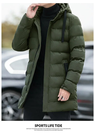 Male Outwear Winter Coats New Slim Fit Jackets Winter Jackets Men Hooded Casual Long Down Jackets Thicker Warm Parkas Size 4XL