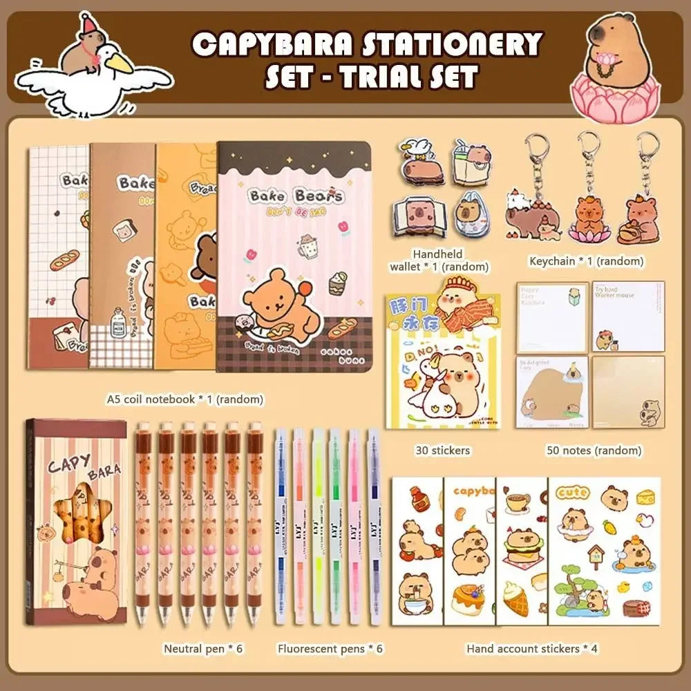 Large Capacity Gift Box Capybara Stationery Set Pencil Case Abundant Back-to-school Gift Kit Cute School Supplies for Students