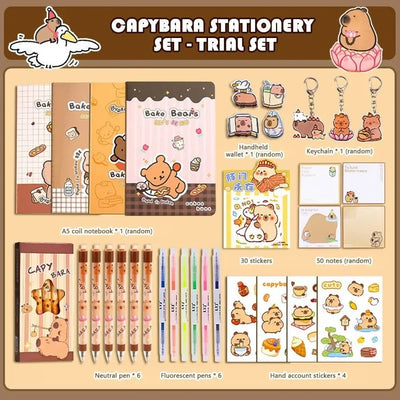 Large Capacity Gift Box Capybara Stationery Set Pencil Case Abundant Back-to-school Gift Kit Cute School Supplies for Students