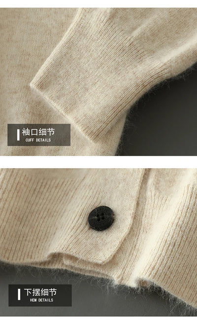 Women's Plus size Autumn Winter New Cardigan V-Neck Top 100% Mink Cashmere Knitted Sweater Casual Loose Large Long Sleeved Tops