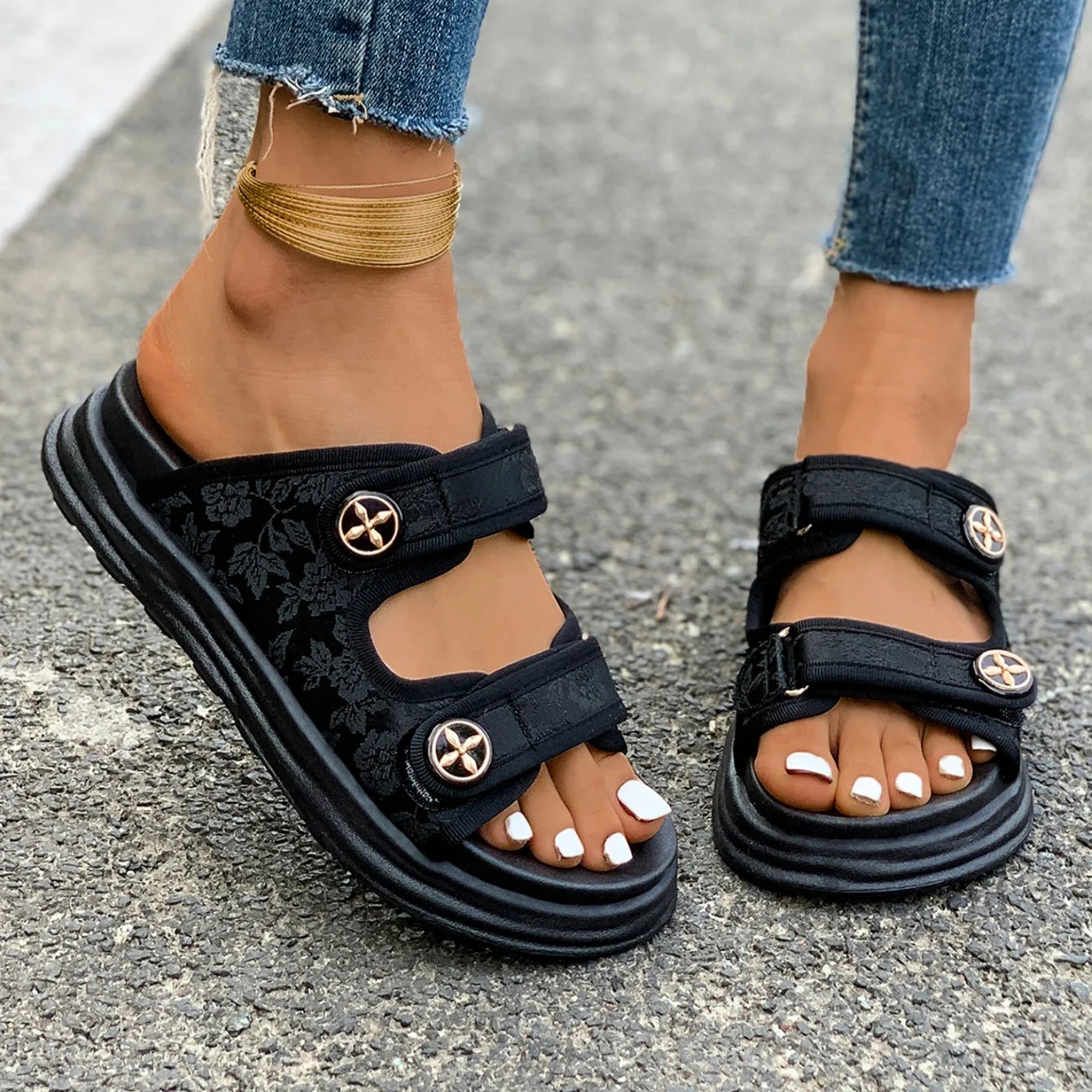 New Women Casual Roman Designer Platform Sandals Flats Summer Outdoor Shoes Beach Comfortable Sandals 2024 Trend Shoes for Women