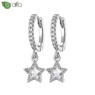 925 Sterling Silver Needle Little Huggies Hoop Earrings for Women Tiny Crystal Zirco Pendant Cartilage Earrings Piercing Jewelry