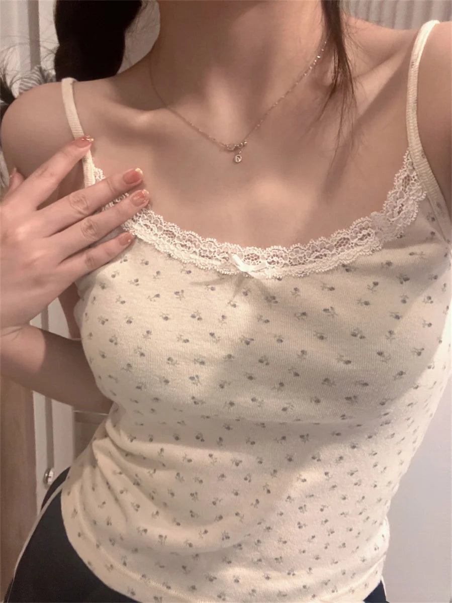 Y2k Short sleeve Sexy U Collar Floral Print Lace Slim T-shirt 2025 Summer Women Clothing Floral Slim Shirt Button T-shirt Top