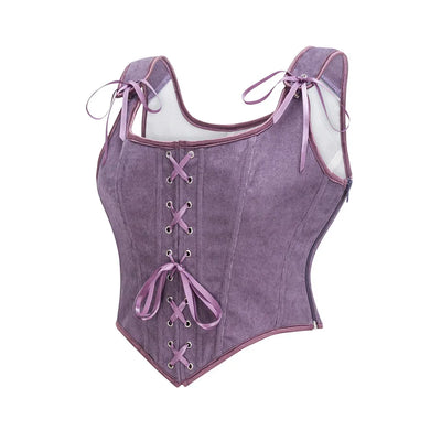 Women's Retro Lace Up Corsets with Straps Steampunk Bustier Crop Top Women Body Shaper Slimming Vest