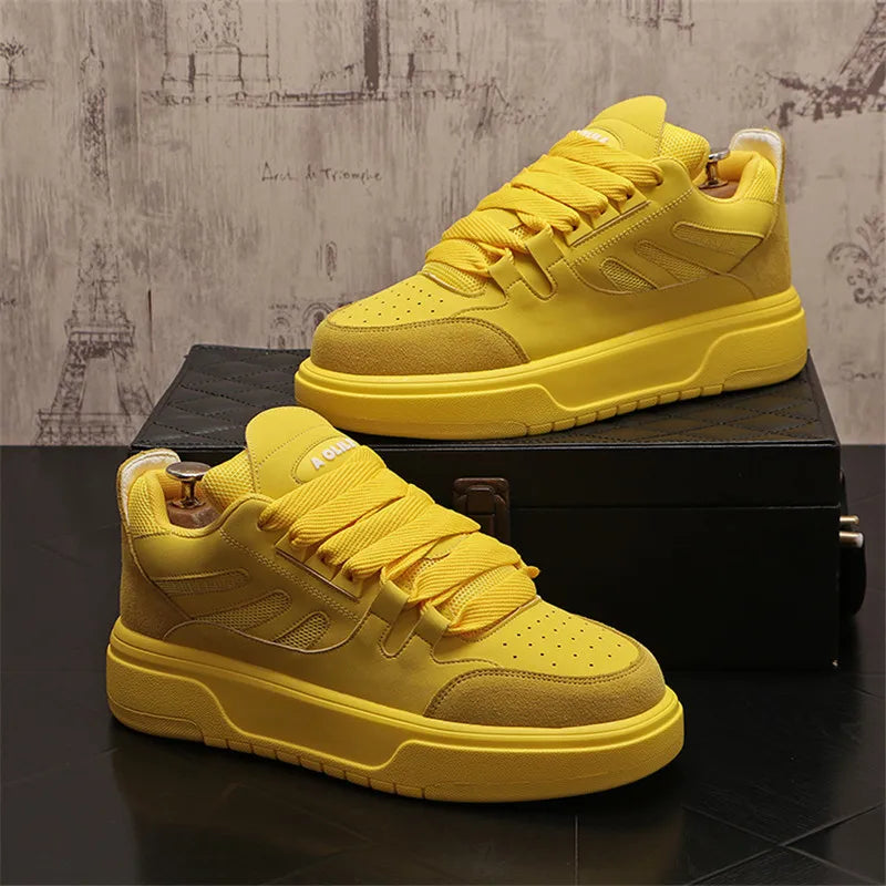 Luxury Designer Fashion New Men's Yellow Rose Red Platform Comfort Casual Board Shoes Flats Male Sports Walking Sneaker