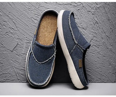 Men Half Shoes Slippers Summer Canvas Casual Classic Outdoor Slip-on Men Light Breathable Flat Loafers Walking Shoe Zapatillas