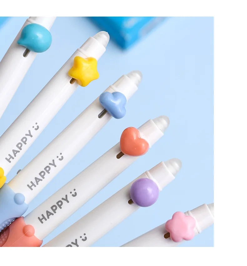 3pcs Happy Beans Gel Pens Set Ergonomical Triangle Grip Erasable Black Color Ink 0.5mm Ballpoint for Writing School A7682