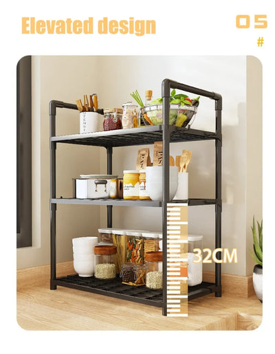 2/3Layer Kitchen Storage Shelf High-capacity Easy To Install Seasoning Rack PP Material Modern Minimalism Kitchen Furniture