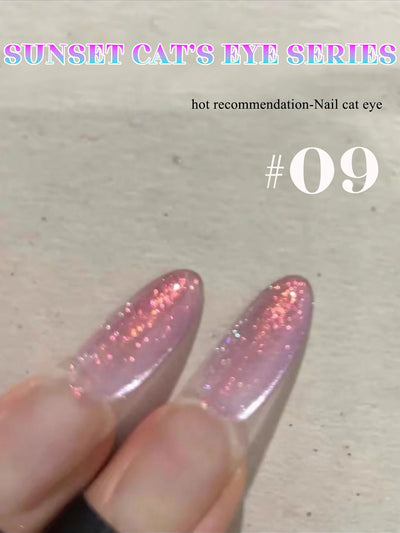1-24pcs ZH Spring Summer Nails Red Champagne Gold Cat's Eye Gel Nail Polish Nail Art Versatile Popular Whitening Nail Supplies