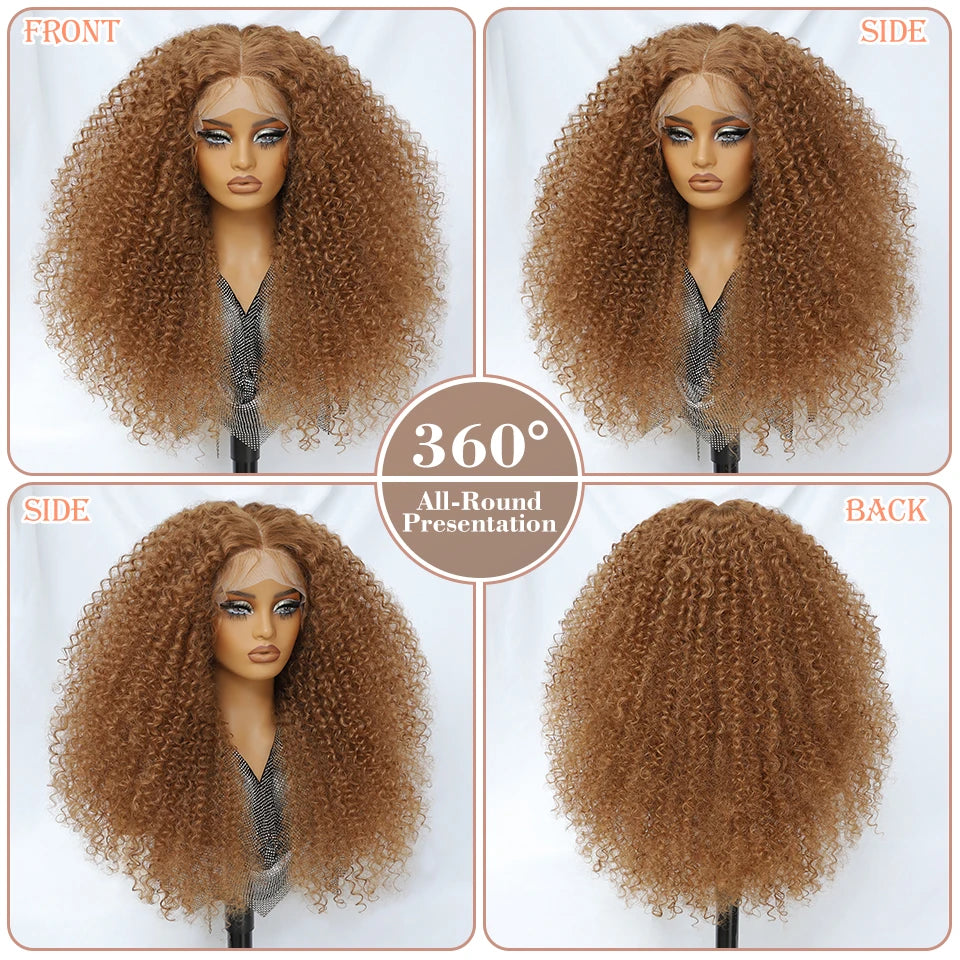 Lace Front Wigs 24 Inch Synthetic For Afro Women Chocolate Brown Lace Front Wigs For Female Curly Lace Front Wigs With Baby Hair