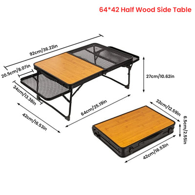 Camping Table Iron Mesh Folding Table Portable Outdoor Camping With Lifting Shelf Mesh Folding Table Outdoor Foldable Table