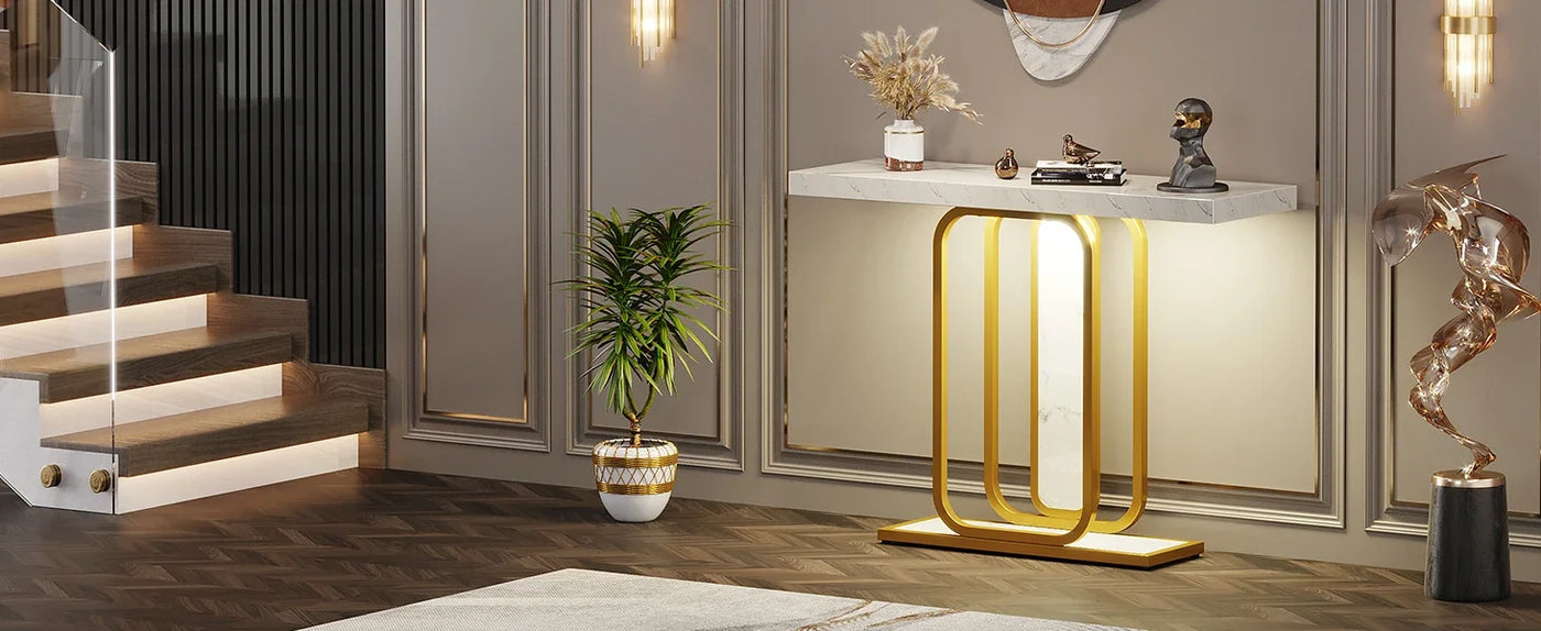 Modern Console Table, Entrance Table, Foyer Table for Entrance, Living Room, Hallway(without light strip)