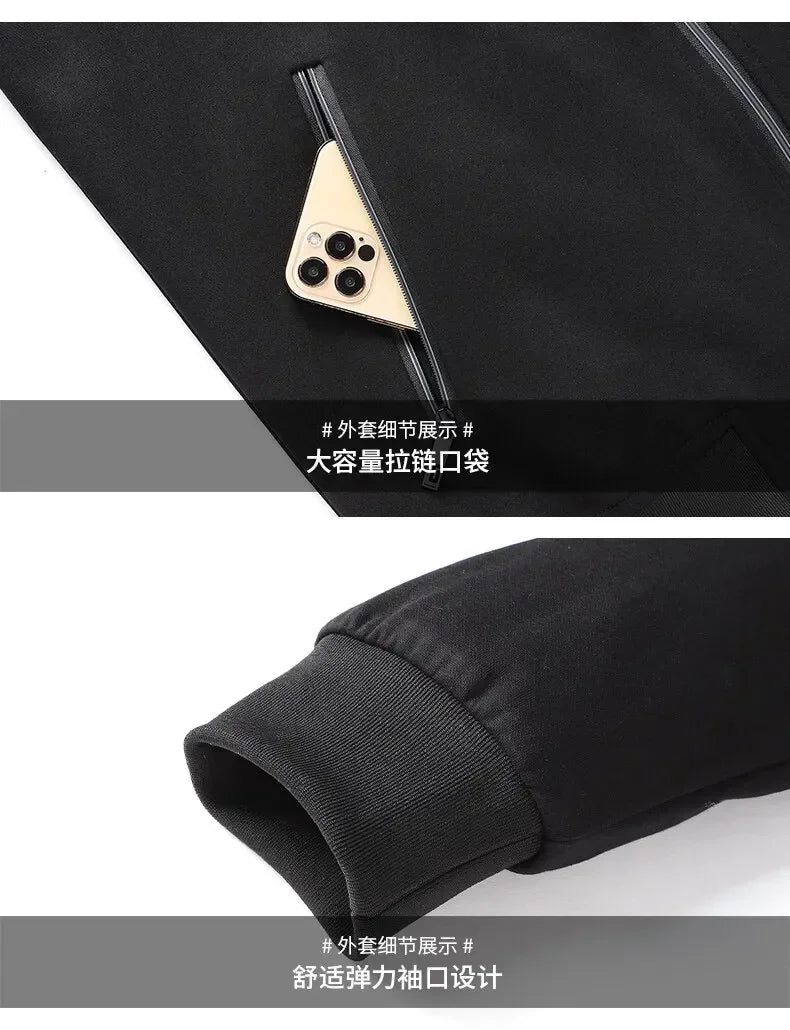 Male Workout Sports Outfit Autumn Spring Men Running Sports Tracksuits Sets Hoodies Zipper Outwear Sportwear+Sweatpants Sets