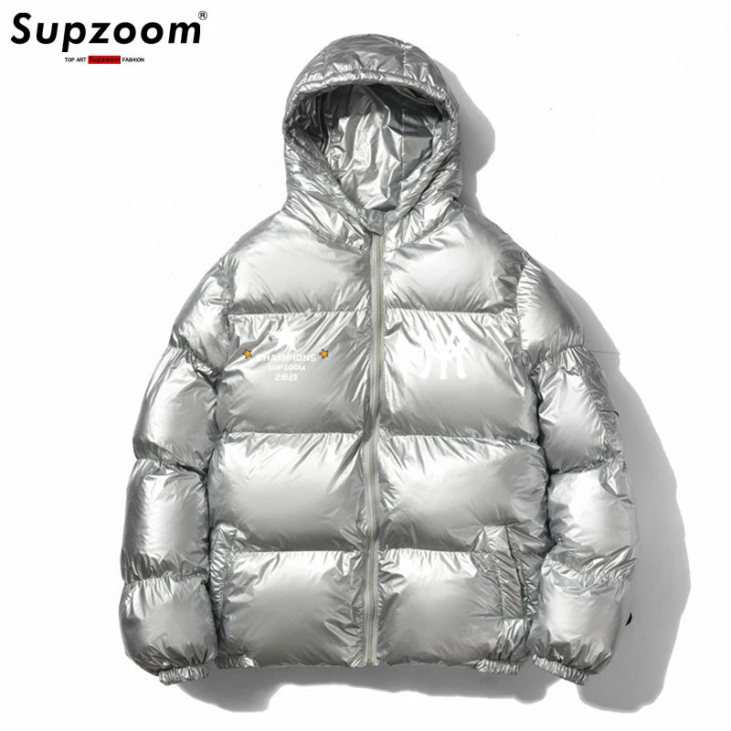 Supzoom New Arrival Top Fashion Hip Hop Print Bread Suit Winter Cotton Couple Cold Clothes Hooded Casual Mens Jackets And Coats