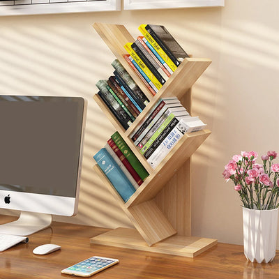 Rustic Standing Tree Bookshelf Wood Display Rack For Home Office Decoration Storage Organizer Shelf Bookcase