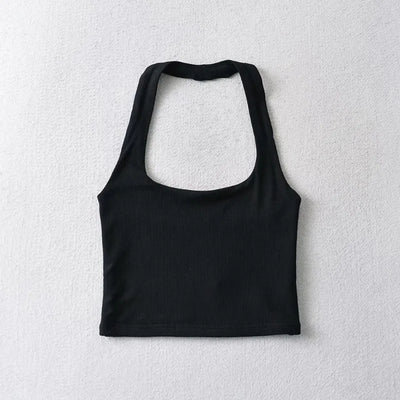 Sexy Women Crop Top 2023 Summer Double Halter Tops Sleeveless Tanks