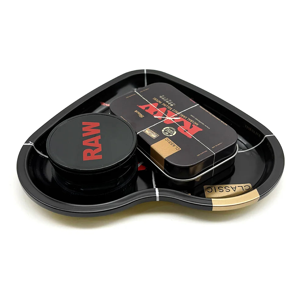 16.5x18CM Love-Shaped Cigarette Tray Tobacco Metal Rolling Tray Plate 60MM Plastics Herb Grinder 2 layer Cigarette Spice Crusher