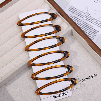 2/4/8Pcs Vintage Leopard Hair Clips Y2K Cute Korean Charm BB Hair Clip Print Glue Oval Hair Clips Student Woman Hair Accessories