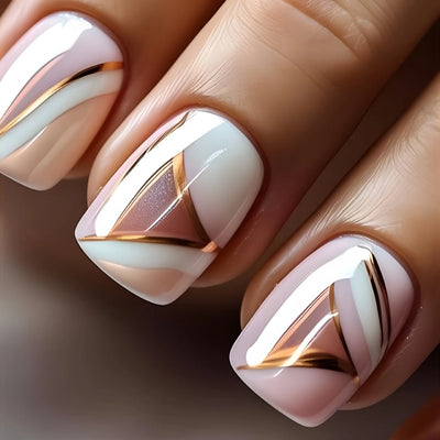 24pcs Press on Nails Square Flower False Nails Wearable Stick-on Nails Fake Nail Uñas Postizas Mujer Накладные Ногти 네일팁