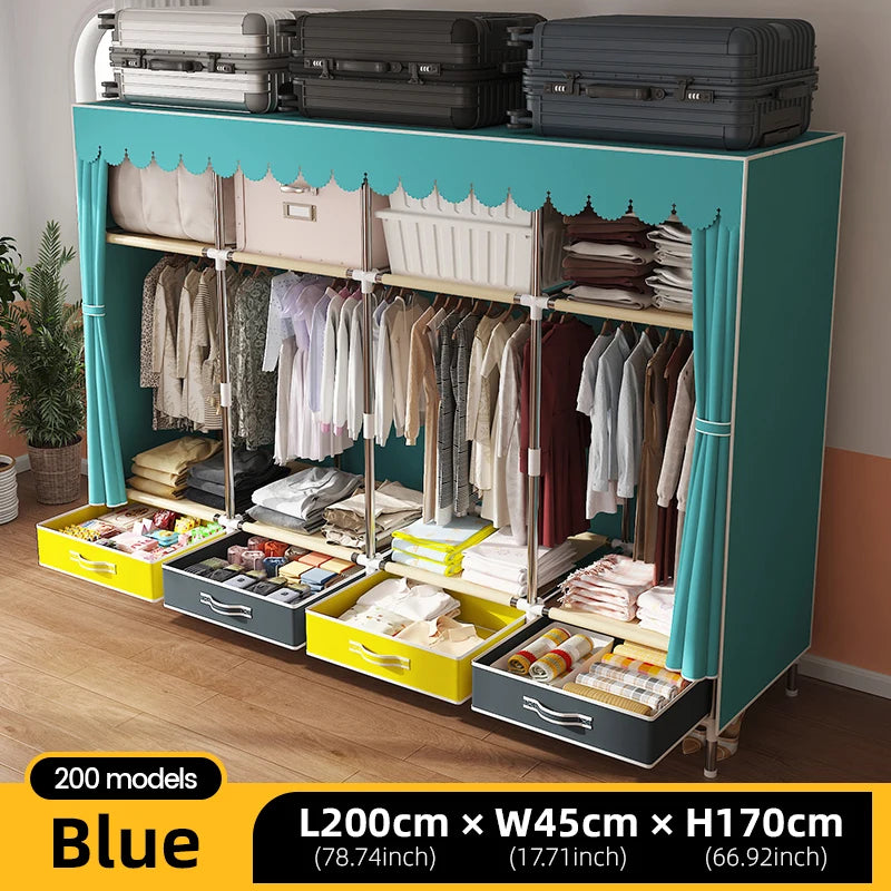 Large Fabric Wardrobe Portable Closet Organizer Multi-layer Dustproof Storage Cabinet for Rental Room or Bedroom