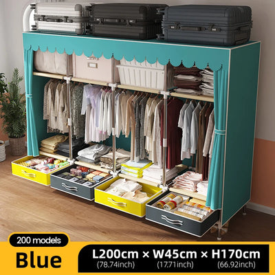 Large Fabric Wardrobe Portable Closet Organizer Multi-layer Dustproof Storage Cabinet for Rental Room or Bedroom