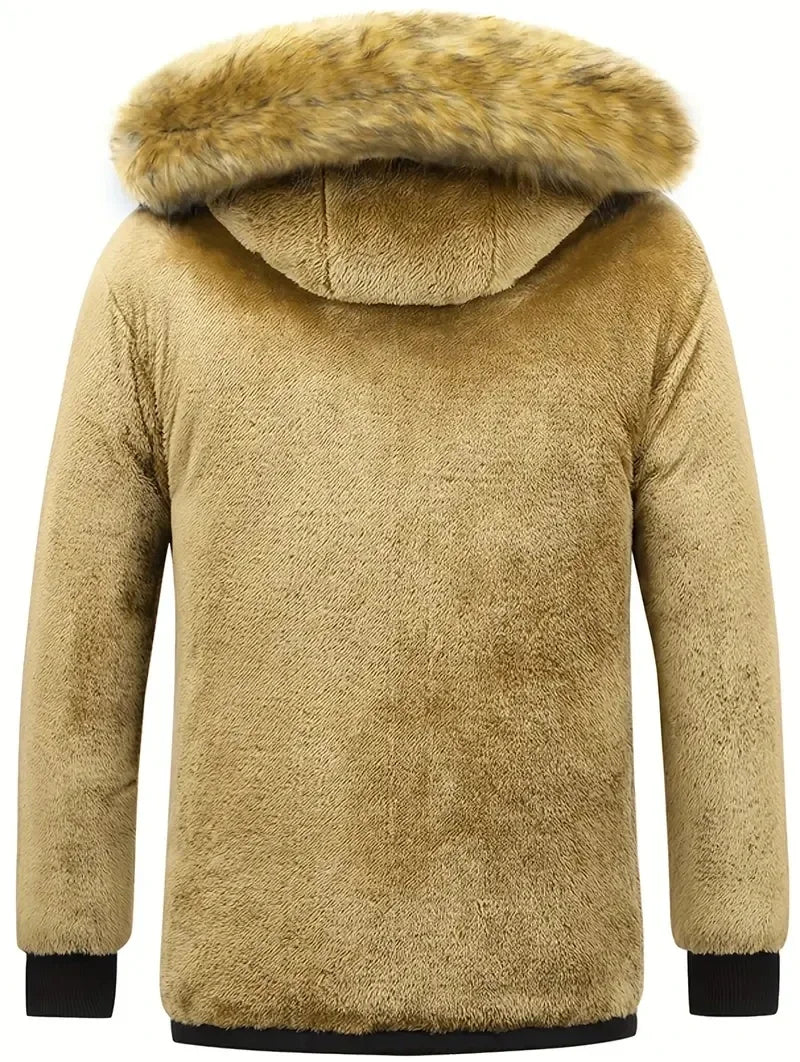Male Fur Trench Overcoat Coats Parka Men's Warm Hooded Loose Parkas Men's Plus Velvet Casual Fashion Brand Thick Winter Parkas