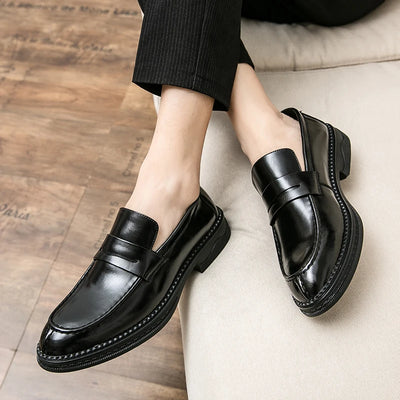 Premium Silver Business Shoes Men's Oxford Shoes Leather Brand Loafers Slip On High Quality Wedding Shoes Soft Sole Dress Shoes