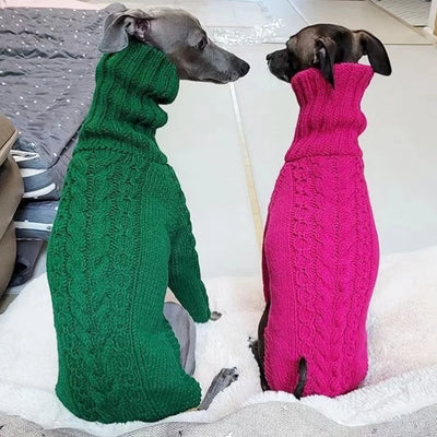 Turtleneck Twist Knitted Sweater for Dogs, Italian Greyhound Whippet, Warm Dog Coat, Dog's Winter Clothing