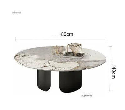 Light Luxury Italian Coffee Tables for Living Room Small Round Rock Slab Designer Table Minimalist Smooth Side Table for Office