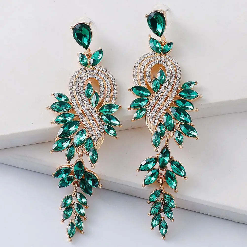 1 Pair Geometric Faux Crystal Dangle Earrings - Elegant Long Drop Earrings for Weddings