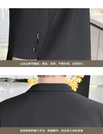 Summer Short Sleeved Blazer Men Fashion Social Mens Dress Jacket Korean Loose Casual Suit Jacket Mens Office Formal Blazer M-3XL