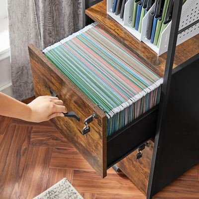 VASAGLE Filing Cabinet for Home Office, File Cabinet with 2 Drawers, Open Shelf, Steel Frame, for A4 and Letter Sized Files