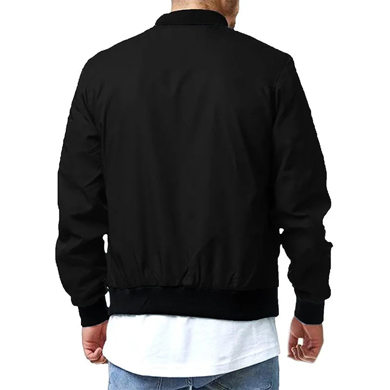 2024 Autumn and Winter Men's Stand Collar Casual Zipper Jacket Outdoor Sports Coat Windbreaker Jacket for Men Waterproof Bomber