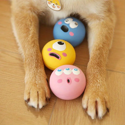 1pc/3pcs/set Dog Sounding Toy With Cute Big Eyeball Design,Pet Durable Latex Chew Interactive Training With Squeaky Dog Toy Ball