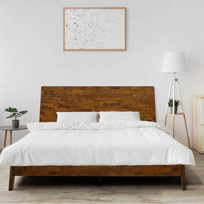 Acacia Serenity King Size Bed Frame, King Bed Frame with Headboard 800 lbs Capacity Natural Wood Bed All Mattress Support