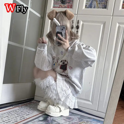 Women’s Harajuku Steampunk Handmade Dog ears and tail Cute Style  Headband Y2K Lolita Subculture Spicy Girls Gothic HairBands