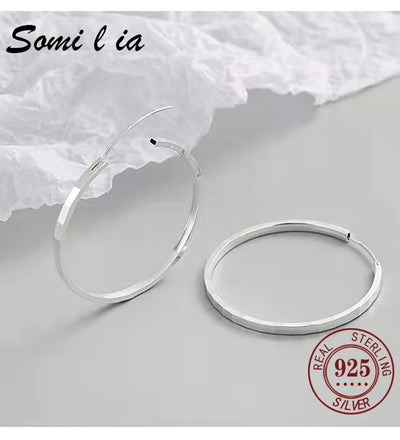 Somilia - 100% 925 Sterling Silver Women's Big Hoop Earrings New Collection Jewelry Fashion Women 18K Gold Plated серьги кольца