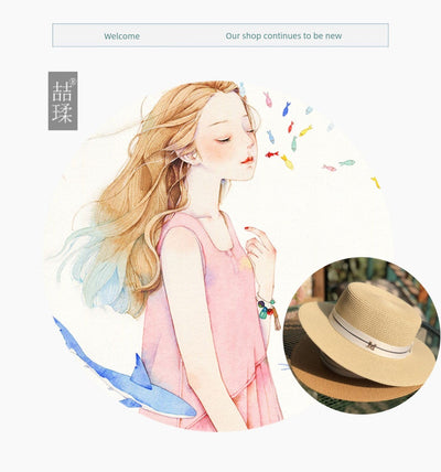 Sun Hat Fashionable White Straw Hat for Women