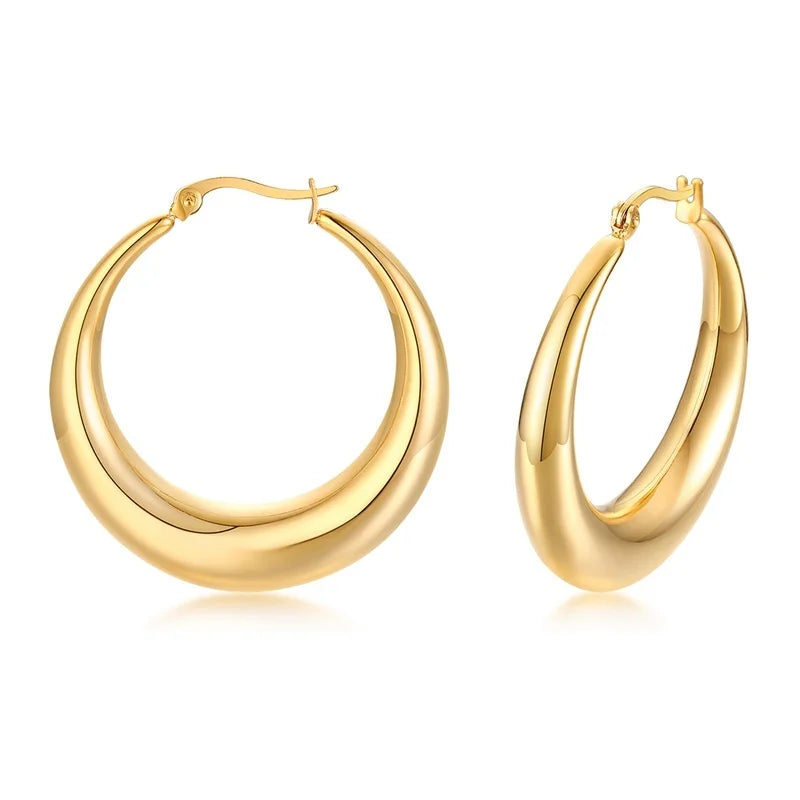 Fashion Square Geometric Hoop Earrings for Women, Chic Metal Stainless Steel Lady Earrings Bijoux Femme New Jewelry