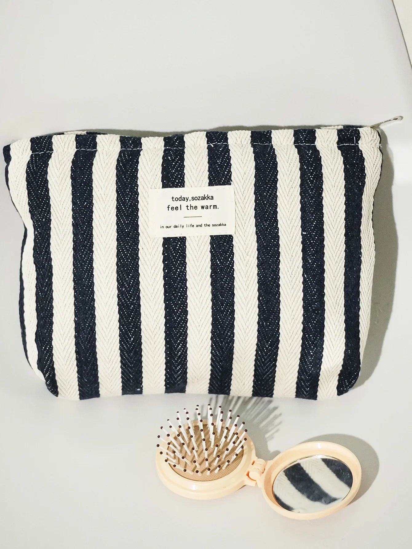 Women Waterproof Cosmetic Bag Storage Vertical Stripe Cosmetic Bag Makeup Case Travelling Pouch For Ladies Pencil Case