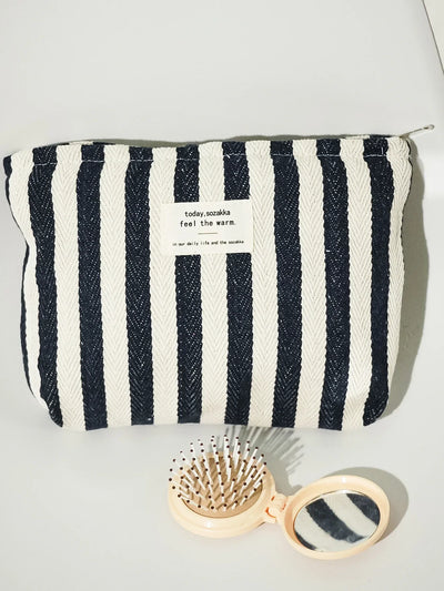 Women Waterproof Cosmetic Bag Storage Vertical Stripe Cosmetic Bag Makeup Case Travelling Pouch For Ladies Pencil Case