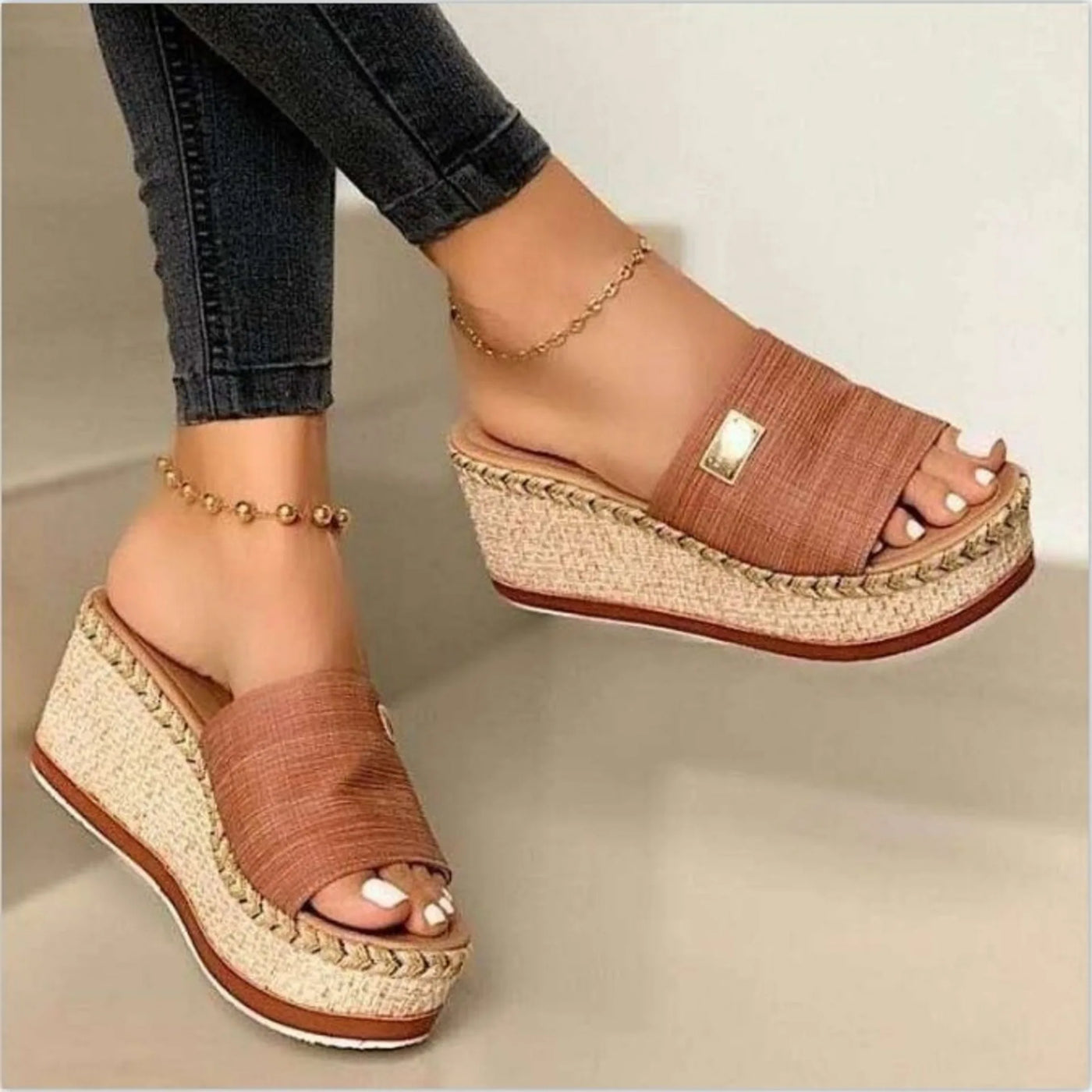 Shoes Women High Heels Sandal Thick Bottom Casual Ladies Leisure Summer Wedges Sandals Platform Women Slipper 35-43