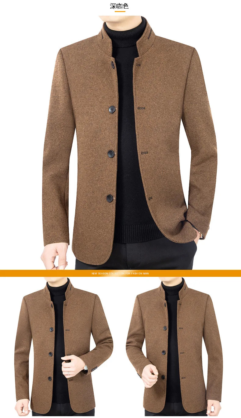 New Men Business Casual Woolen Blazers Jackets Suits Coats Woolen Blends Male Autumn Slim Fit Blazers Suits Coats Mens Clothing
