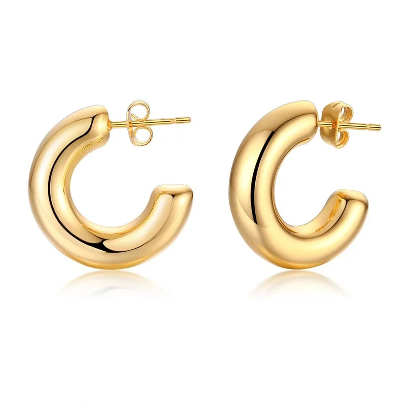 Fashion Square Geometric Hoop Earrings for Women, Chic Metal Stainless Steel Lady Earrings Bijoux Femme New Jewelry