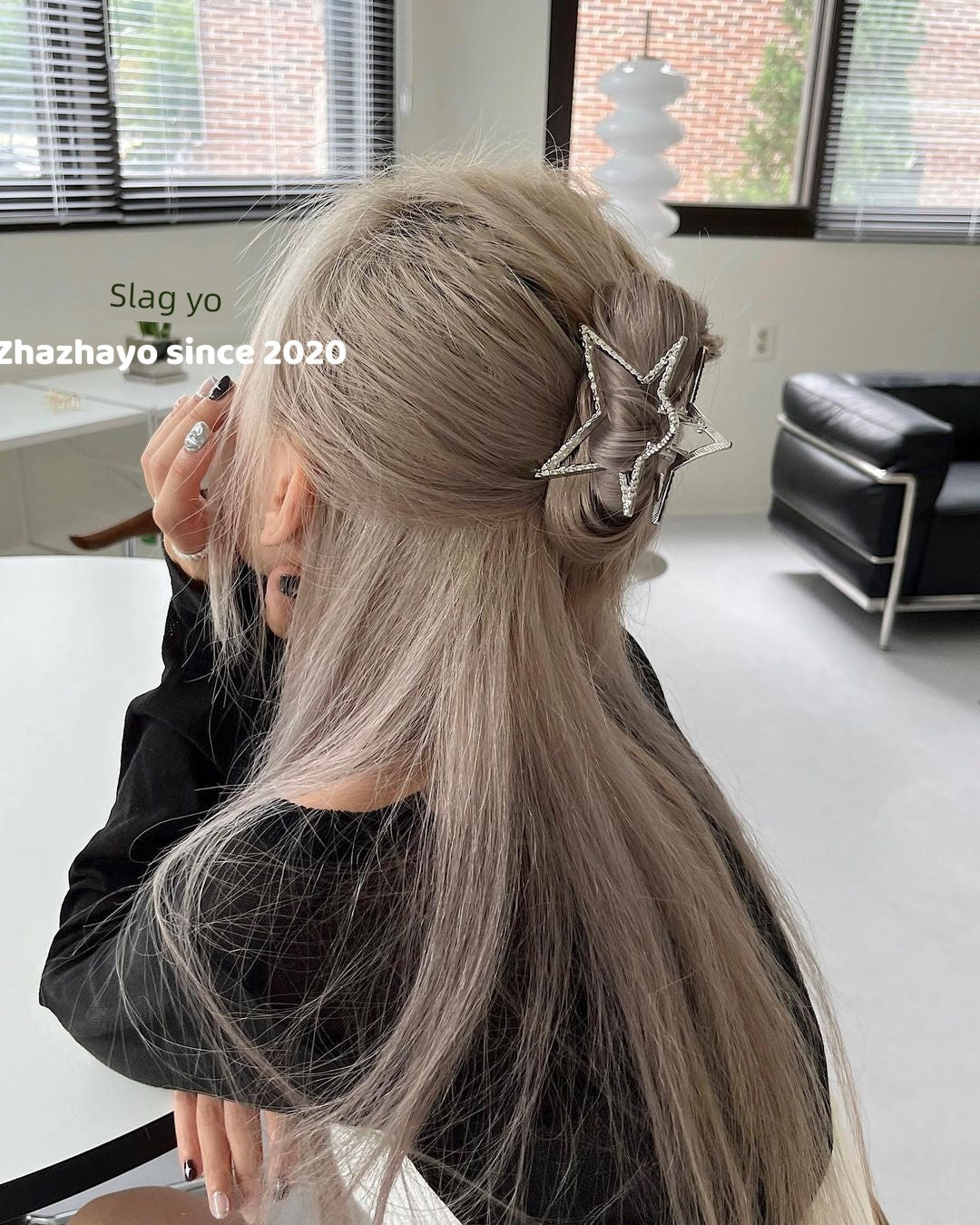 Y2g Sexy Ins Niche Style Sweet Cool Five-Pointed Star High Ponytail Back Head Metal Grip Shark Clip Hairware Hair Accessories