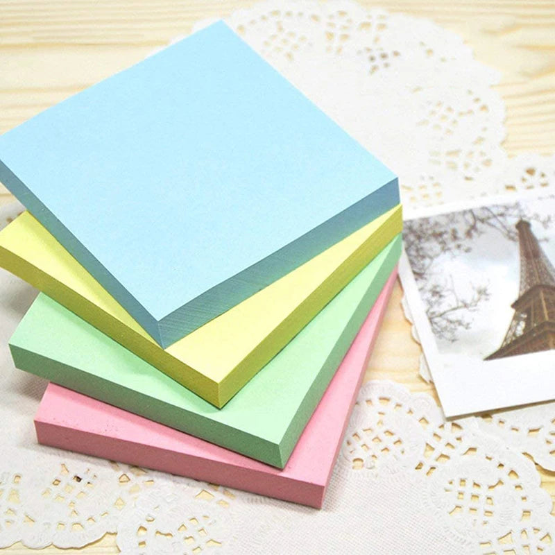 100Sheet Colorful Self-Stick Sticky Notes Pastel Sticky Notes Notepad Planner Sticker Memo Pad Stationery School Office Supplies