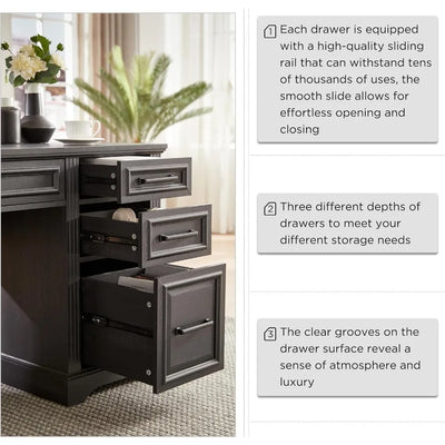 Large Computer Desk with Drawers, Embossed Texture Home Office Desk, Workspace for Work Study Writing
